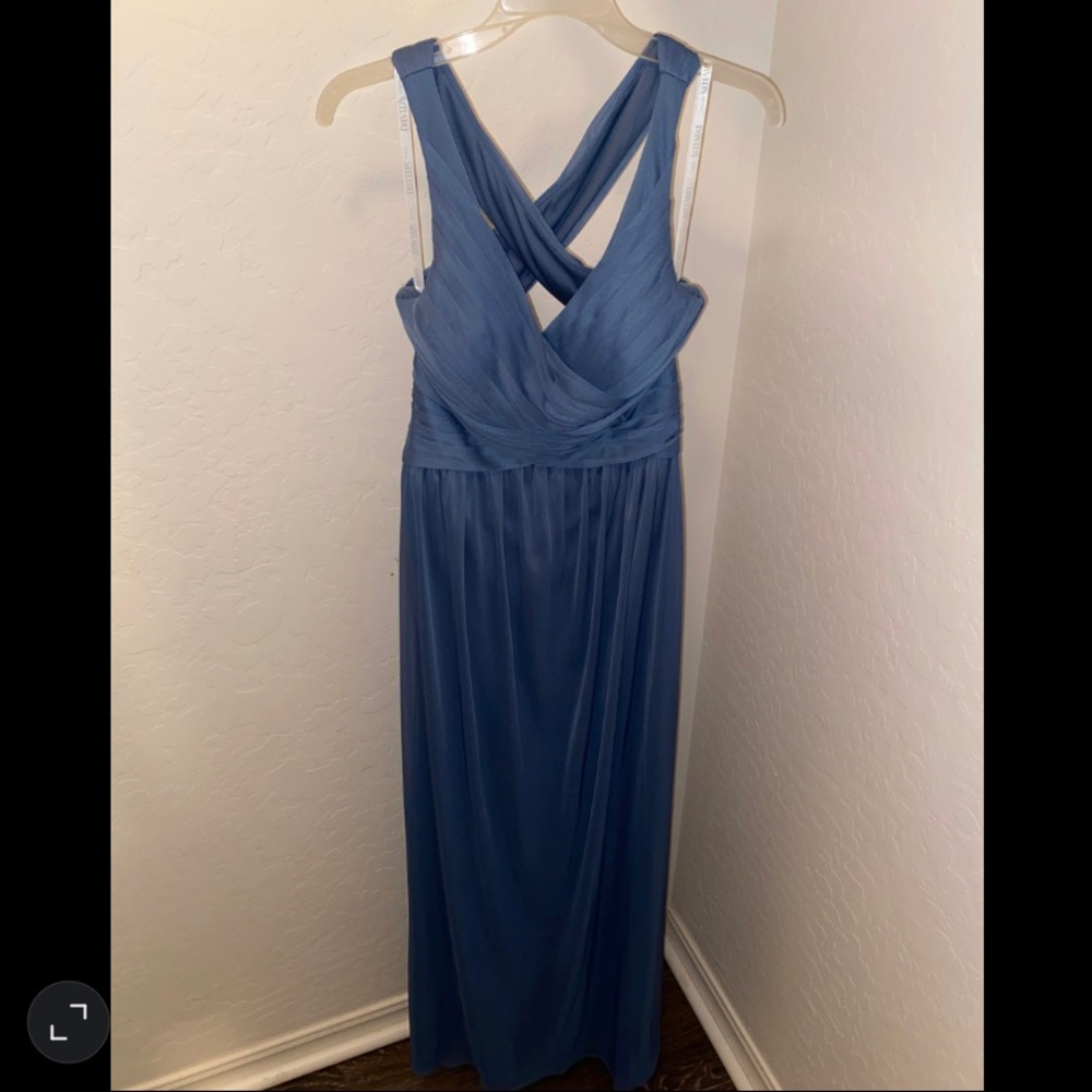 David’s Bridal Long Bridesmaid Dress Steel Blue